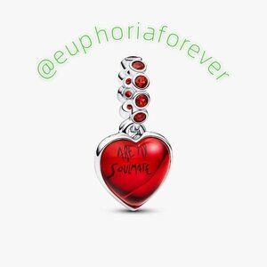 Pandora Red Murano Glass Heart Double Dangle Charm